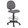 Boss Gray Fabric Drafting Stools W/Footring B1690-GY