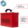 Master Lock Lockout Tagout Portable Group Lock Box, Steel, Hinged, 12 Padlocks, 6 in x 9.25 in x 3.75 in, Red 498A