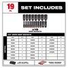 Milwaukee Tool 3/8 in Drive Socket Set Metric, SAE 19 Pieces 6 mm to 24 mm , Chrome 49-66-6801