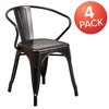 Flash Furniture Black-Antique Gold Metal Indoor-Outdoor Chair with Arms 4-CH-31270-BQ-GG