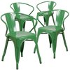 Flash Furniture Green Metal Indoor-Outdoor Chair with Arms 4-CH-31270-GN-GG