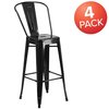Flash Furniture 4Pack 30" High Black Metal Indoor-Outdoor Barstool 4-CH-31320-30GB-BK-GG