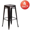 Flash Furniture 4PK 30"H No Back Black-Gold Square Metal Barstool 4-CH-31320-30-BQ-GG