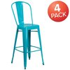 Flash Furniture Teal Metal Outdoor Stool, 30" 4-ET-3534-30-CB-GG