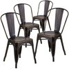 Flash Furniture Distressed Copper Metal Indoor-Outdoor Stackable Chair 4-ET-3534-COP-GG