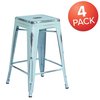 Flash Furniture 4PK 24"H Backless Green-Blue Counter Height Stool 4-ET-BT3503-24-DB-GG