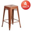 Flash Furniture 4PK 24" High Backless Copper Counter Height Stool 4-ET-BT3503-24-POC-GG