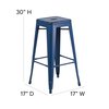 Flash Furniture 4Pack 30"H Backless Distressed Blue Metal Barstool 4-ET-BT3503-30-AB-GG