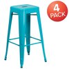 Flash Furniture 4Pack 30" High Backless Crystal Teal-Blue Barstool 4-ET-BT3503-30-CB-GG