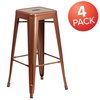 Flash Furniture 4 Pack 30" High Backless Copper Metal Barstool 4-ET-BT3503-30-POC-GG