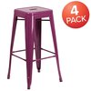 Flash Furniture 4 Pack 30" High Backless Purple Metal Barstool 4-ET-BT3503-30-PUR-GG