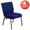 Flash Furniture Navy Blue Fabric Church Chair 4-FD-CH0221-4-SV-NB24-GG
