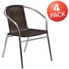 Flash Furniture Commercial Aluminum & Dk Brown Rattan Stack Chair 4-TLH-020-GG