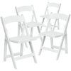 Flash Furniture HERCULES Series White Wood Folding Chair with Vinyl Padded Seat 4-XF-2901-WH-WOOD-GG