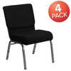 Flash Furniture Black Fabric Church Chair 4-XU-CH0221-BK-SV-GG