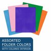 Roaring Spring Case of 50 Pocket Folders in Holder, 11.75"x8.5", Twin Pockets Hold 25 Sheets Each, 5 Colors 50205CS