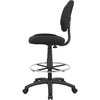 Boss Black Drafting Chair, 25" W 25" L 49-1/2" H, Armless, Fabric Seat, B1615 Series B1615-BK