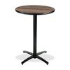 Kfi KFI 30in Walnut Round Bar Height Breakroom Table with Arched X Base, 42 W, 30 L, 42 H T30RD-B2115-38-WL
