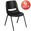 Flash Furniture Black Plastic Stack Chair 5-RUT-EO1-BK-GG