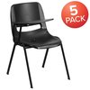 Flash Furniture Black Ergonomic Shell Chair with Right Handed Flip-Up Tablet Arm 5-RUT-EO1-BK-RTAB-GG