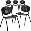Flash Furniture Black Plastic Stack Chair 5-RUT-NF01A-BK-GG