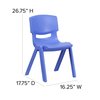 Flash Furniture Blue Plastic Stackable School Chair with 15.5" Seat Height 5-YU-YCX-005-BLUE-GG
