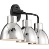 Nuvo Sloan 3-Light Vanity - Matte Black Finish with Polished Nickel Shade 60/6773