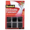 Scotch Reclosable Fastener Shape, Square, Acrylic Adhesive, 7/8 in, 7/8 in Wd, Black, 24 PK RF7121X