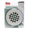 Oatey 4-1/4" Pipe Dia., Stainless Steel, Floor, Snap-Tite Designer Finish Strainer 42016