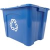 Rubbermaid Commercial 14 gal Rectangular Recycling Bin, Open Top, Satin Black/Satin Black, 1 Openings FG571473BLUE