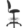 Boss Black Drafting Chair, 25" W 25" L 49-1/2" H, Armless, Fabric Seat, B1615 Series B1615-BK
