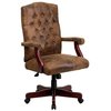 Flash Furniture Executive Chair, 19-1/2" to 23" Height, Fixed Arms, Bomber Brown Microfiber 802-BRN-GG