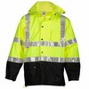 Kishigo 2-Piece Rainsuit with Hood, Jacket/Pant, Storm Stopper Pro, Class 3, Hi-Vis Lime, Size L/XL RW100-L-XL