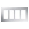 Lutron Designer Wall Plates, Number of Gangs: 4 Satin Finish, Stainless Steel CW-4-SS