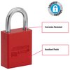 American Lock Anodized Aluminum Safety Padlock, Keyed Different, 1-1/2 in Wide with 1 in Tall Shackle, Red A1105RED