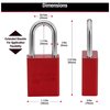 American Lock Lockout Padlock, Keyed Different, Anodized Aluminum, 1 1/2 in Shackle, Includes 2 Keys, Red A1106RED