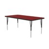 Correll Rectangle Adjustable Height Activity Kids School Table, 30" X 48" X 19" to 29", Red A3048-REC-35