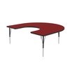 Correll Horseshoe Adjustable Height Activity Kids School Table, 60" W X 66" L X 19" to 29" H, Red A6066-HOR-35