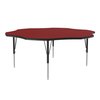 Correll Flower Adjustable Height Activity Kids School Table, 60" X 60" X 19" to 29", Red A60-FLR-35
