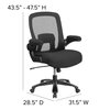 Flash Furniture Black Big and Tall Office Chair, 31 1/2 in W 28-1/2" L 47-1/2" H, Padded Flip-up, Mesh Seat BT-20180-GG