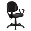 Flash Furniture Leather Task Chair, 17-1/2" to 22-1/2", Loop Arms, Black BT-688-BK-A-GG