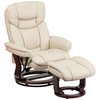Flash Furniture Beige LeatherSoft Swivel Recliner & Curved Ottoman BT-7821-BGE-GG