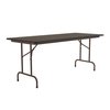 Correll Rectangle Commerical Folding Utility Table, 30" W, 60" L, 29" H, High Pressure Laminate Top, Walnut CF3060PX-01