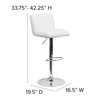 Flash Furniture White Vinyl Barstool, Adj Height, Seat Height Range: 24-3/4" to 33-1/2" CH-112010-WH-GG