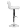 Flash Furniture White Vinyl Barstool, Adj Height, Seat Height Range: 24-3/4" to 33-1/2" CH-112010-WH-GG