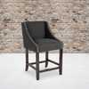 Flash Furniture Carmel Series Blck Fabric/Wood Stool, 24" CH-182020-24-BK-F-GG