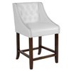 Flash Furniture Carmel Srs Tftd Wht Lthr/Wood Stool, 24" CH-182020-T-24-WH-GG