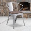 Flash Furniture Metal Chair with Arms, Silver CH-31270-SIL-WD-GG