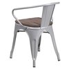 Flash Furniture Metal Chair with Arms, Silver CH-31270-SIL-WD-GG