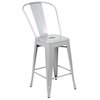 Flash Furniture 24" High Silver Metal Counter Height Stool w/Back CH-31320-24GB-SIL-GG